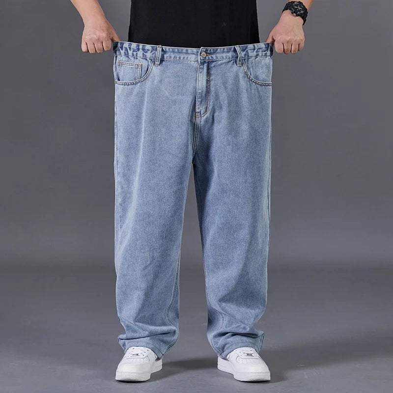 Big Size Jeans Men Good Quality Large Size Jumbo Long Loose Pants Plus Size Loose Jeans Men Wearable Seasons Denim Baggy Jean
