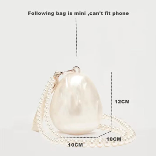 Women Acrylic mini egg bag cute pearl Evening Clutch Bag with beaded strap For Wedding Party Luxury purse And Handbag Designer