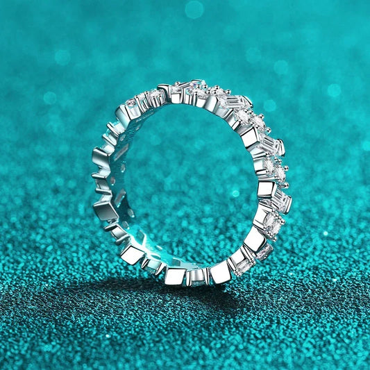 Full D Color Moissanite Diamond Rings for Women S925 Sterling Silver with Gold Plated Wedding Engagement Band Ring
