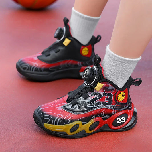 Children‘s Basketball Shoes Non-slip Breathable Basketball Sports Training Shoes Boys Girls Sneaker Outdoor Lace-up Running Shoe