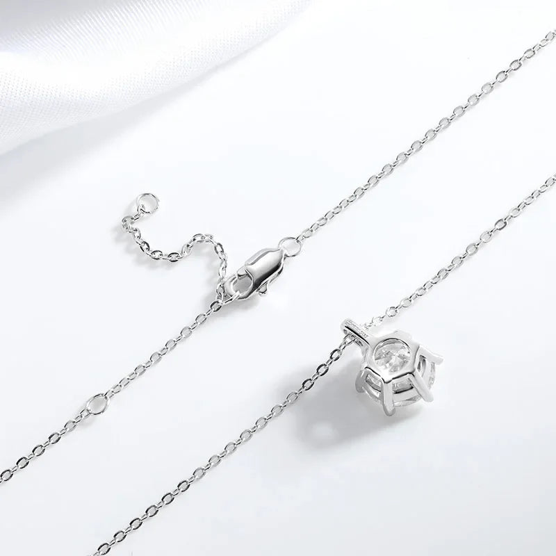 2CT 8mm D Color Moissanite Necklace for Women Classic 6 Claw Sparkling Lab Pendant Original 925 Sterling Silver Wholesale