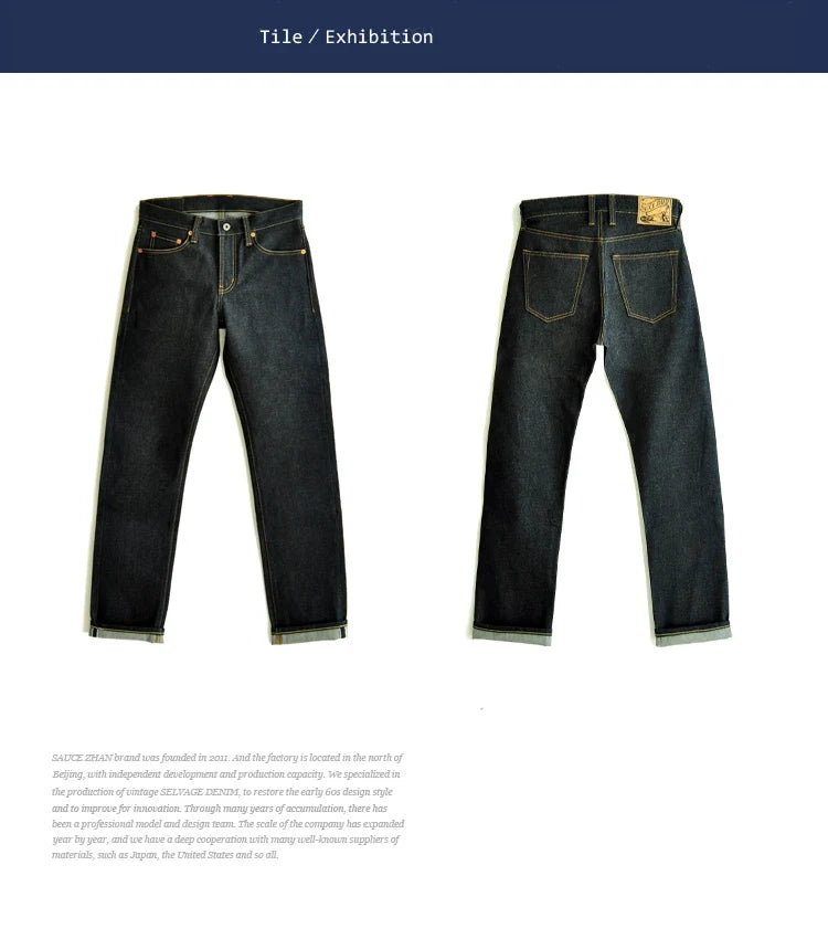 Saucezhan 316XX-18OZ Mens Jeans Selvedge Denim Jeans Raw Denim Straight Thick Autumn and Winter Vintage Jeans Pants