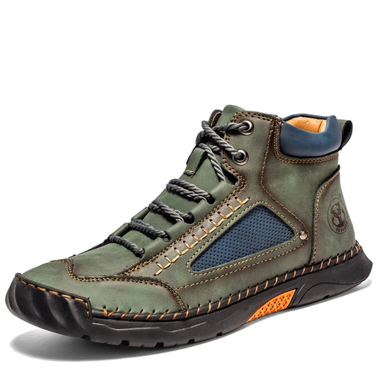 Men's Classical Vintage Soft Skin-friendly Feeling Frosted Genuine Leather Business Ankle Boots Handmade Casual Boots