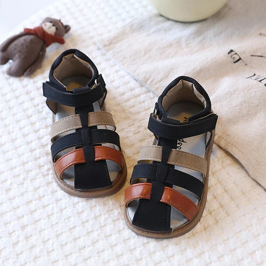 Boys Summer Closed Toe Sandals Anti-Collision Soft Sole Beach Shoes Non-Slip Rubber Bottom Toddler Casual Footwear 21-30