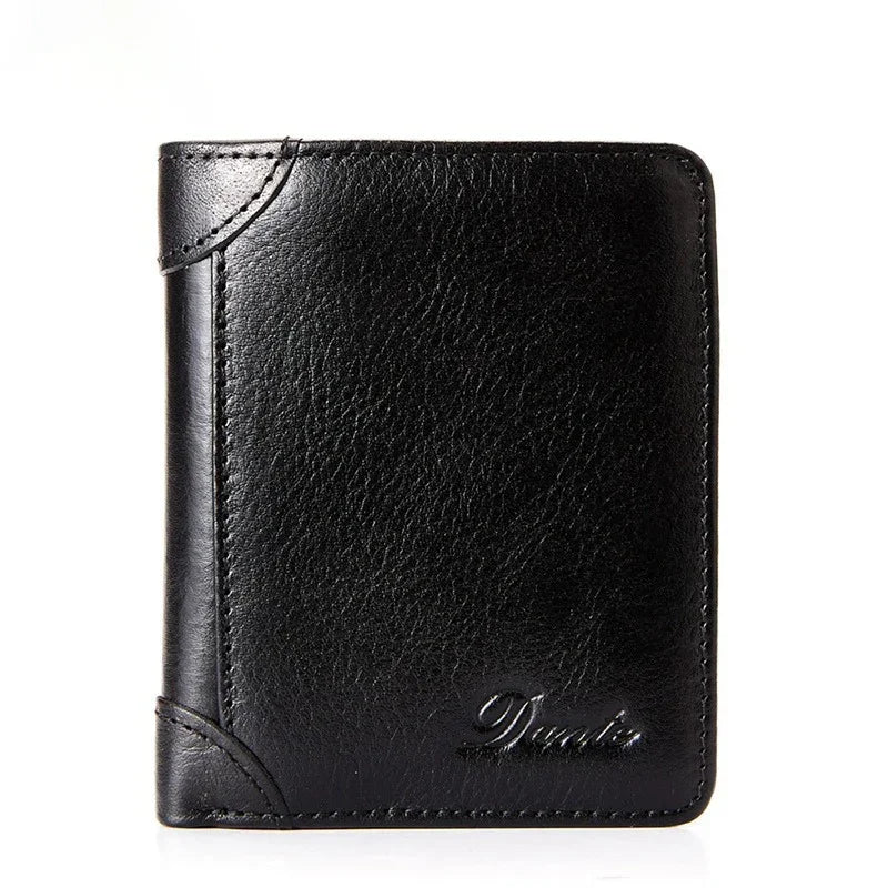 Portefeuille en cuir véritable pour hommes, deux sacs pliants, porte-cartes RFID, portefeuille pour hommes, portefeuilles de luxe de haute qualité, carrés