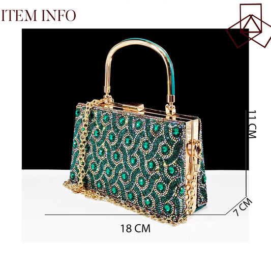 2024 Rhinestone Design INS Hot Sale New Arrivals African Shoes and Bag Set in Green Color Open Toe Comfortable Women Heels