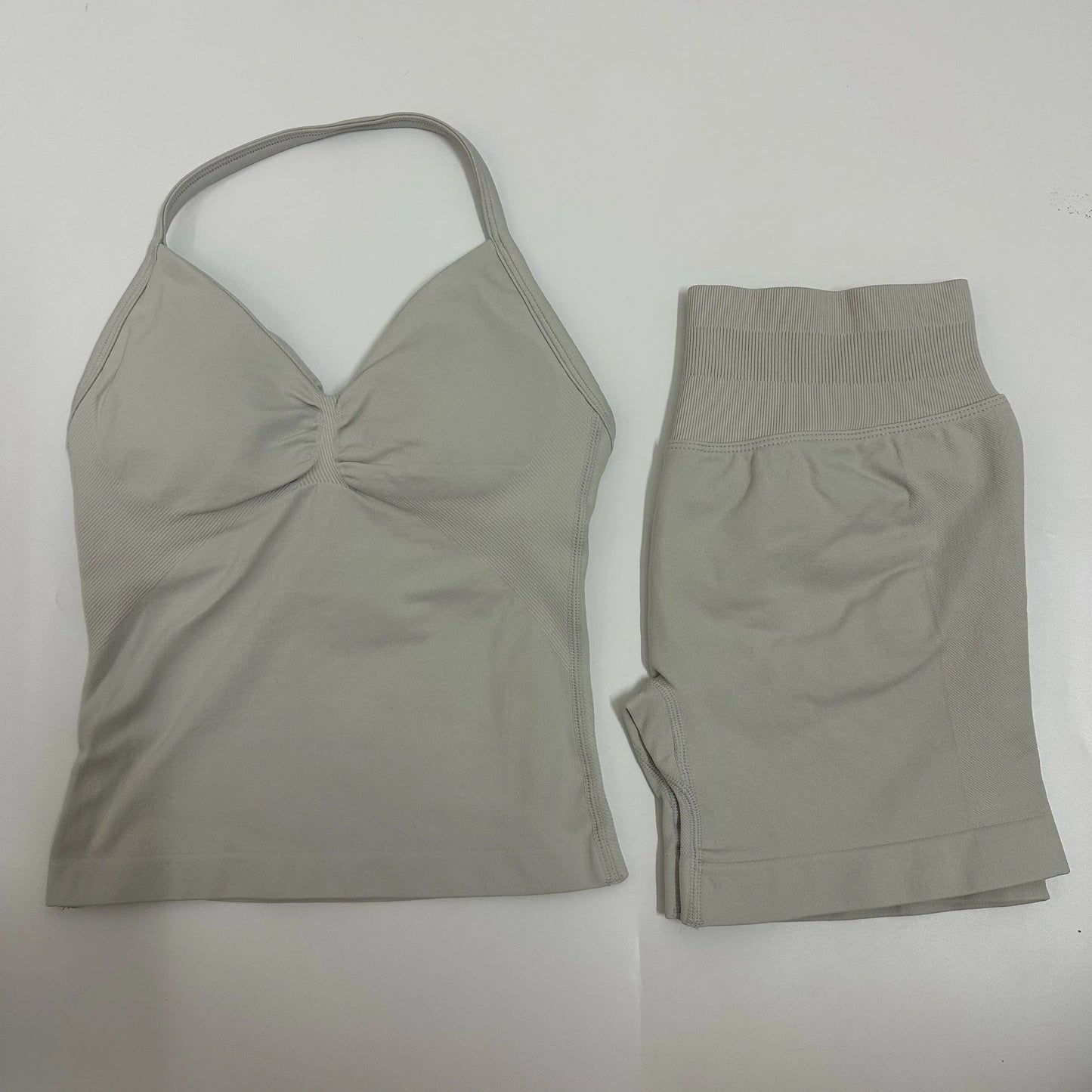 Women Yoga Set Seamless Yoga Longline Strappy Tank Top Scrunch Sports Shorts Gym Clothes Woman Summer Workout Outfit