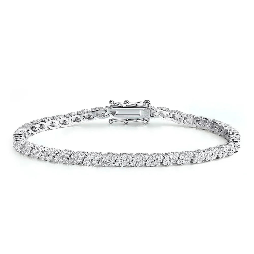 18K Plated All Moissanite Tennis Bracelet for Women Lab Created Diamond Chain 925 Sterling Silver Wholesale Jewelry