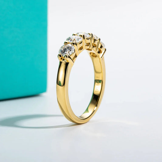 4mm D Color Moissanite Wedding Band Ring 925 Sterling Silver 18K Gold Plated Eternity Band Engagament Rings Wholesale