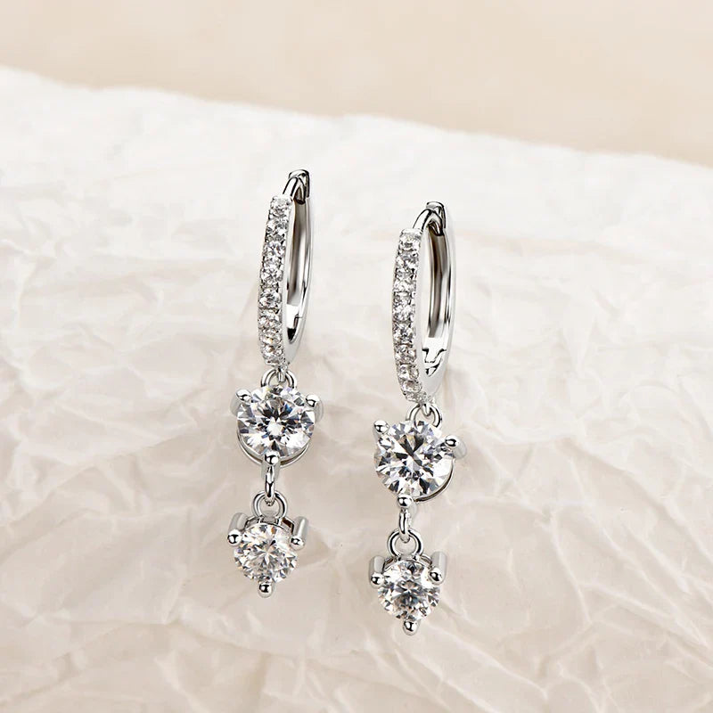 New In 100% Real 0.8 Carat Moissanite Diamond Drop Earrings Women’s S925 Silver Tassel Earring Plated PT950 Fine Jewelry