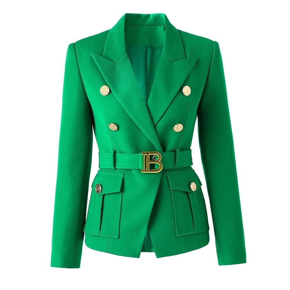 9 Colors Factory Customize Luxury Quality Classic Style Office White Black Women Pocket Blazers with Blet