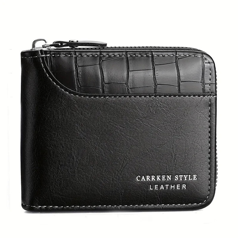 Portefeuille de luxe en cuir pour hommes avec fermeture éclair, porte-cartes, porte-monnaie, protection RFID, cadeau pour hommes, sac à main