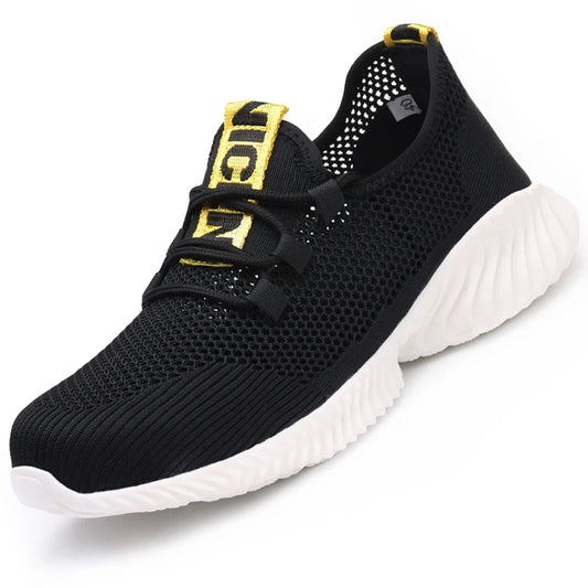 summer safety shoes black work shoes with iron toe anti-puncture light work shoes breathable safety work sneakers for men women