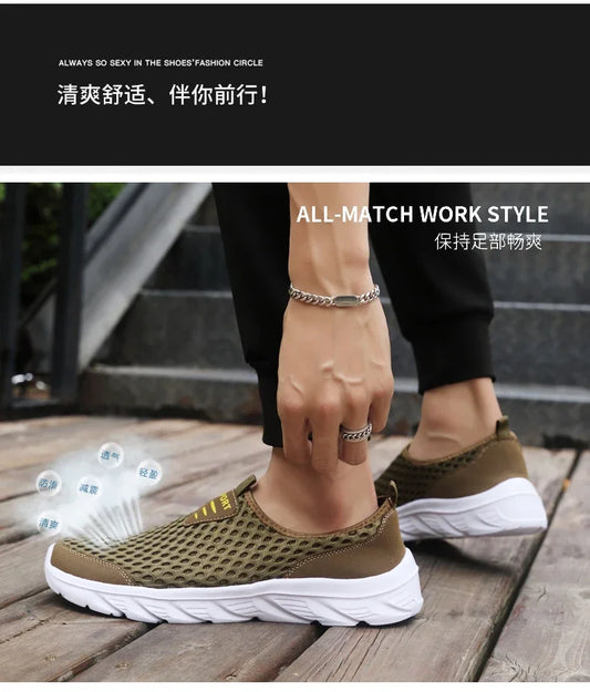 Lightweight Men Casual Shoes Breathable Slip on Male Casual Sneakers Anti-slip Men's Flats Outdoor Walking Shoes Size 39-46