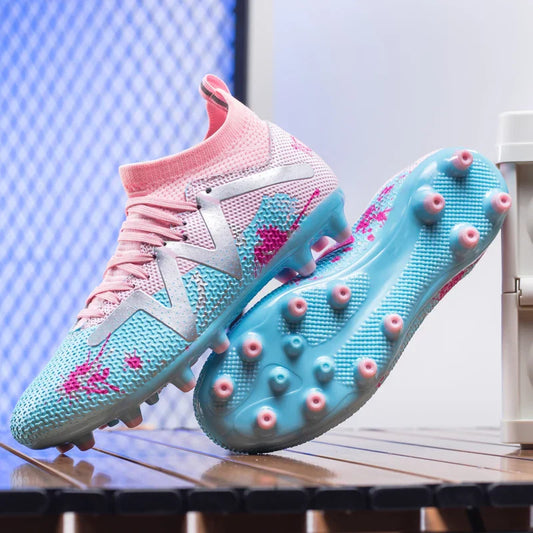 AG FG Athletic Soccer cleats PU Fabric Comfort Upper TPU Anti-slip Long Studs Sole Reliable Quality Adult Kids Training Shoes