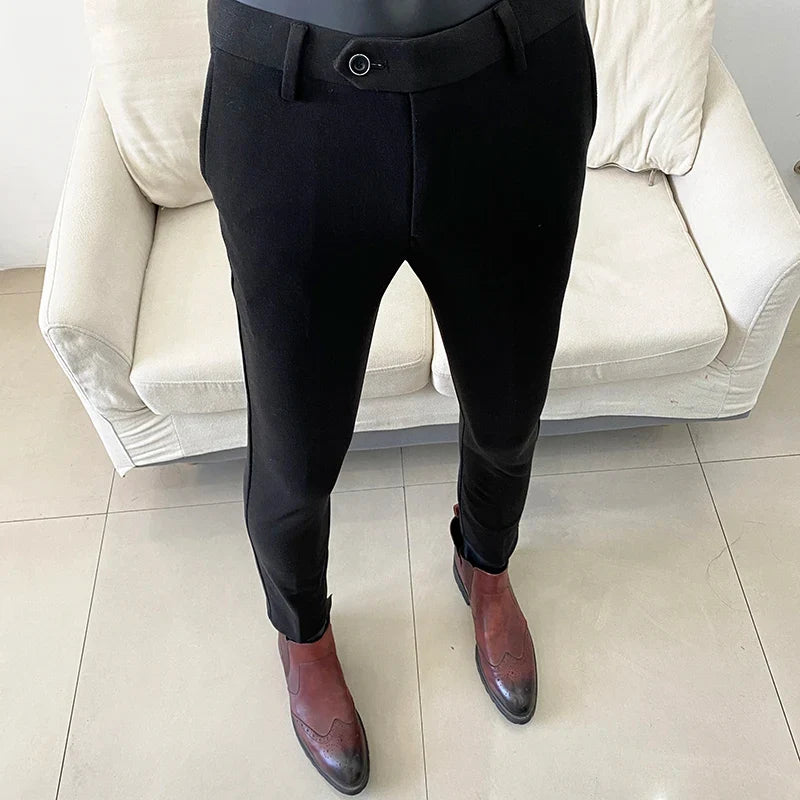 2025 Autumn Winter New Casual Woolen Suit Pants High Quality Slim Fit Dress Pants Men's Formal Business Office Social Trousers