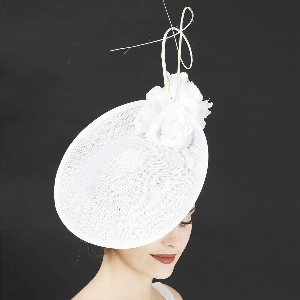 Gorgeous Formal Dress Wedding Fedora Cap Women Big Derby Headpiece Flower Fashion Fasinator Hat Handmade Occasion Millinery Cap