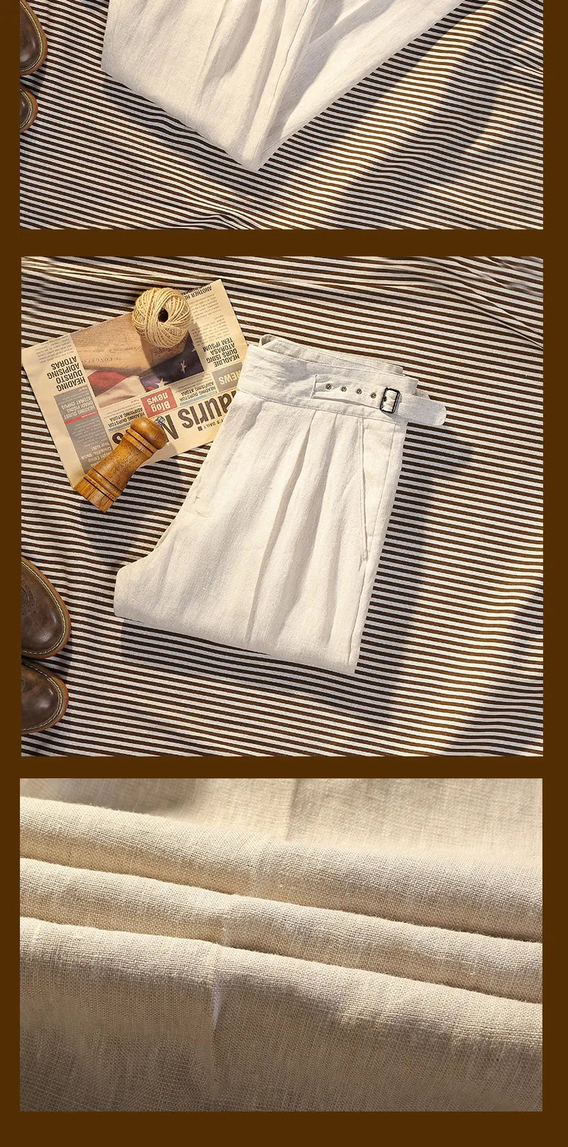 Summer Thin Pure Linen Fabric Goulger Casual Pants Men's Tapered Slim Nine-Minute Pants Can Be Customized