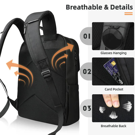Stylish Business Backpack for Men Waterproof 15.6 inch Flap Laptop Backpack Multiple Pockets Casual Daypack for Work School