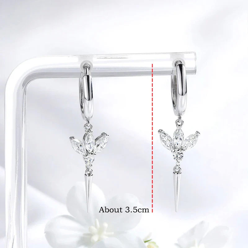 Test Passed 2.5*5mm All Moissanite Drop Earrings for Women Marquise Cut Valentine's Day Gifts 8 Gems 925 Sterling Silver