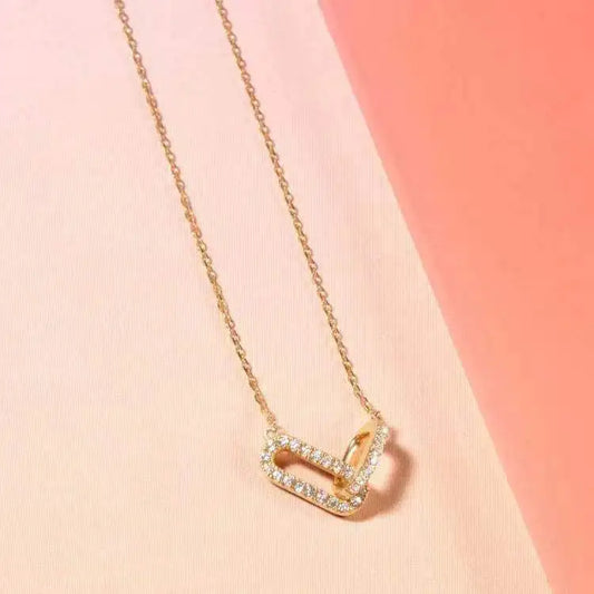 925 Sterling Silver Geometric Smooth Necklace Women With Interlocking Collarbone Chain Holiday Gift Party Fine Jewelry