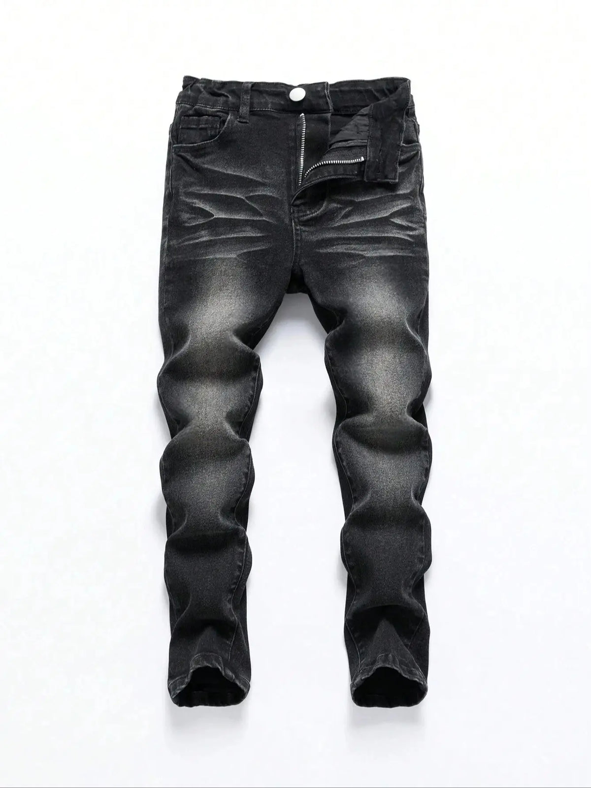 1-Piece Men's All-Season Snowflake Washed Fashion Jeans, Stretchy Slim-Fit Light Gray and Dark Black Casual Denim Pants, Minimalist Fashion, Suitable for Everyday Wear