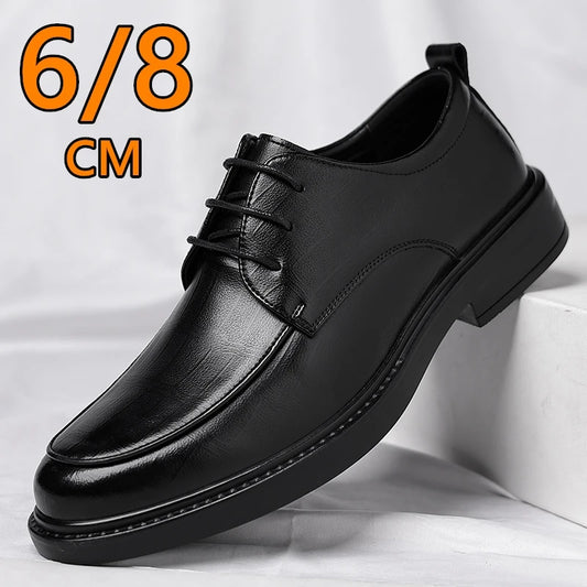 Big Size Elevator Shoes Men Leather Shoes Height Increasing Shoes For Man Increase Insole 6-8CM Invisible Heightening Lift Shoes