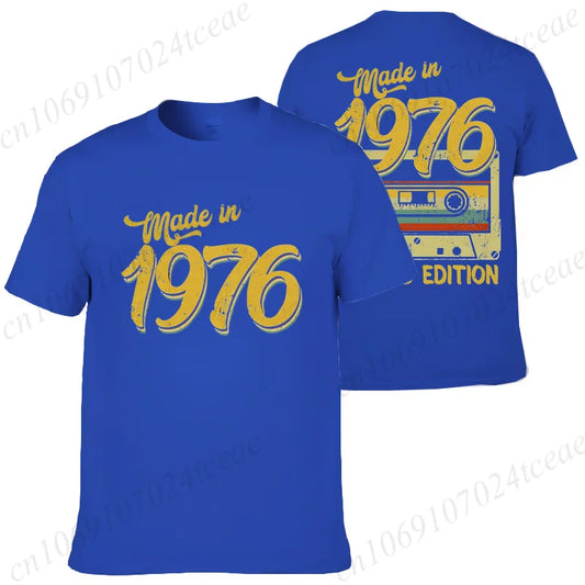 Made in 1976 Limited Edition Birthday Print T-Shirt for Men Hip Hop Streetwear 1976 Limited Cassette Men's Women Clothing Brand