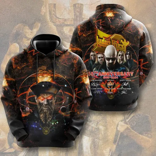 Rock band Judas Priest retro 3D printed men's and women's sports shirts, street long sleeved pullovers, American sweatshirts