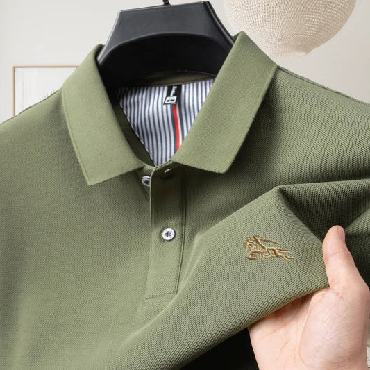 100% pure cotton luxury brand short sleeve men's polo shirt summer fashion letter embroidery design golf top breathable T-shirt