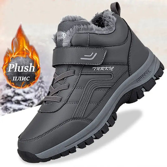 Winter Men Boots PU Leather Snow Boots Man Plush Warm Causal Shoe Waterproof Men Boots High Quality Male Sneakers Ankle Boots