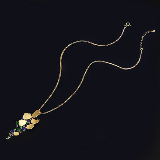Dubai Saudi Arabia Trendy Gold Plated Pendant 4pcs Necklace Set Fashion Women Cubic Zirconia Jewelry Sets Bridal Accessories