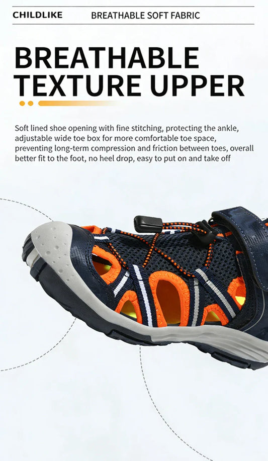 New Summer Children's Breathable Sandals Non-Slip Outdoor Sport Beach Shoe for Boys Anti-Collision Closed Toe Walking Size 30-39