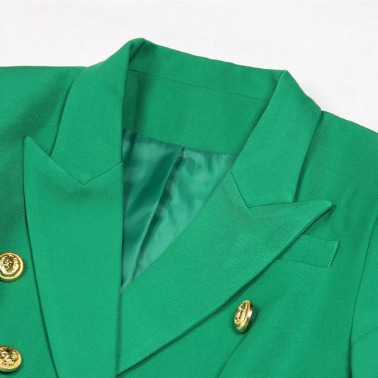 S-XXL Rainbow Color Fashion Classic Solid Double row Gold Button Long Sleeve Slim Fit Temperament Commuter Casual Woman Blazer