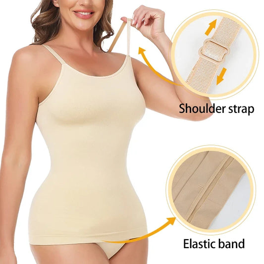 Seam-free Camisole Vest Shapewear Bodysuit for Women Tummy Control Butt Lifting Body Shaper Smooth Invisible Slimming Underwear