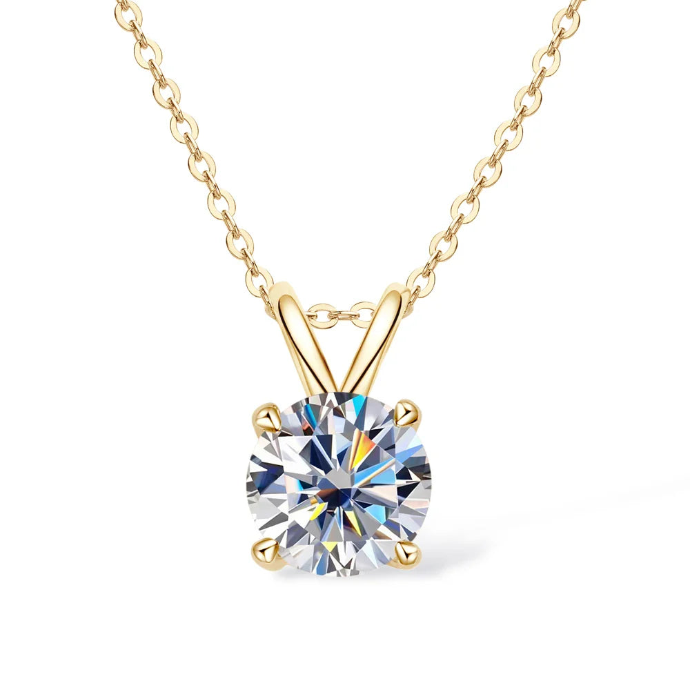 Moissanite Pendant Necklace 0.5-5CT D Color VVS1 4/6 Prong Lab Diamond 925 Silver 18K Gold Plated Solitaire Jewelry Gift