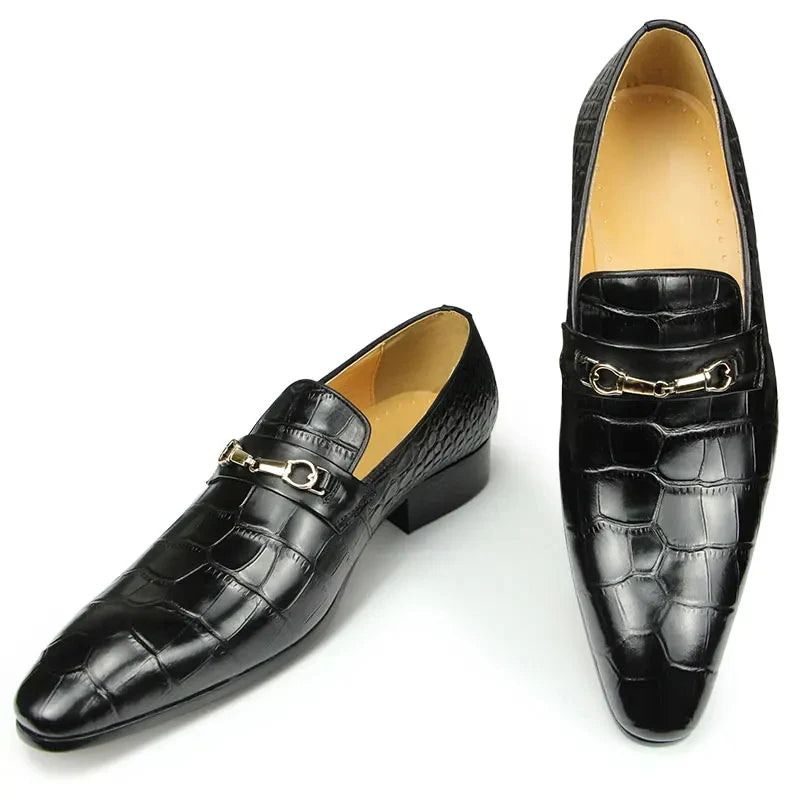 Successful Mens Loafers Business Dress Shoes Wedding Banquet Suit Italy Designer Leather Shoes Genuine Leather Pointed Toe