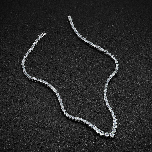 Luxury V-shaped All Moissanite Diamond Tennis Necklace Certified For Women 925 Sterling Silver Choker Bride Collarbone Necklaces