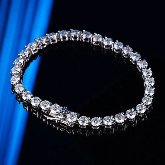 Bracelet en moissanite complète 3/4/5 mm pour femmes, en argent sterling S925, diamant de laboratoire D VVS1, bracelet éternité, bijoux de soirée, cadeau