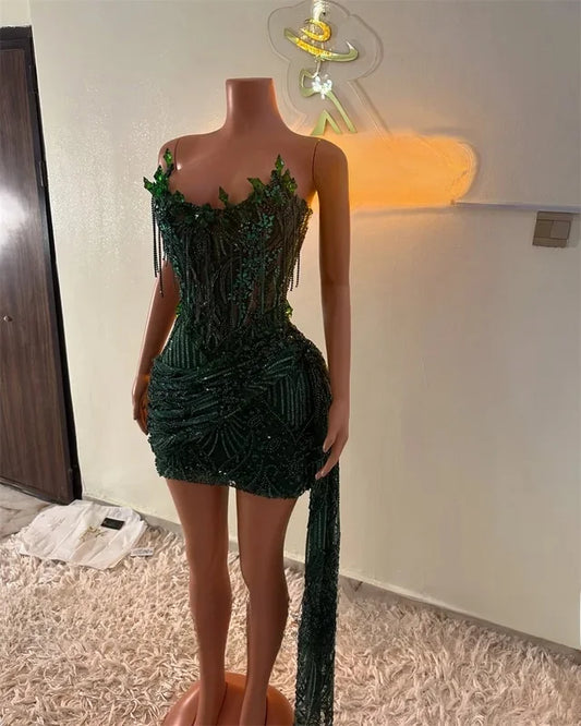 Sexy Short Prom Dress Beads Crystals Diamonds Birthday Party Gown Cocktail Homecoming Dresses Blackgirls Customized