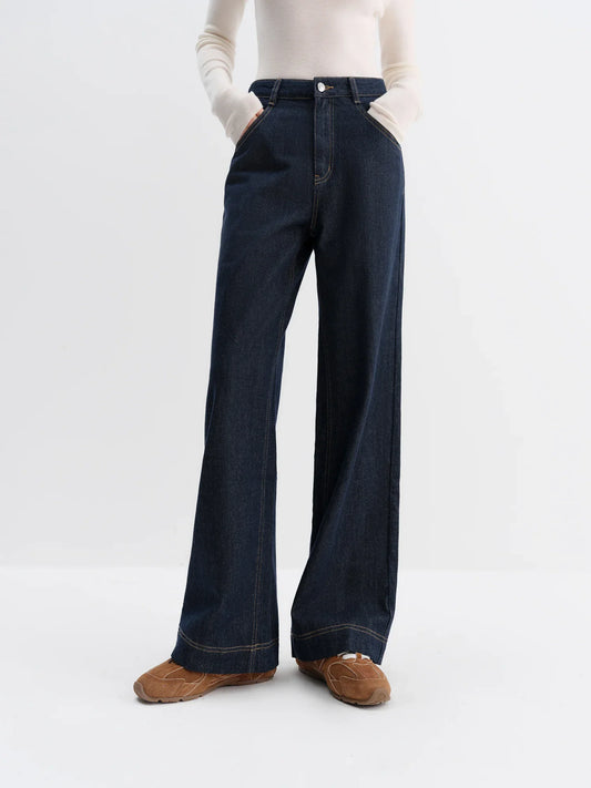 Straight High Waist Jeans for Women Winter Solid Simple All-match 2025 New Long and Short Versatile Pants Korean Style
