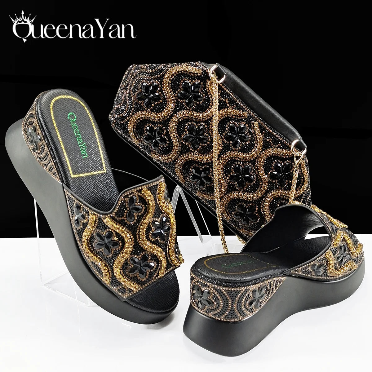High Quality 2025 Newst Hot Selling Open Toe Slingback Sandals with Bag Set in Green Color For Women Wedding Party
