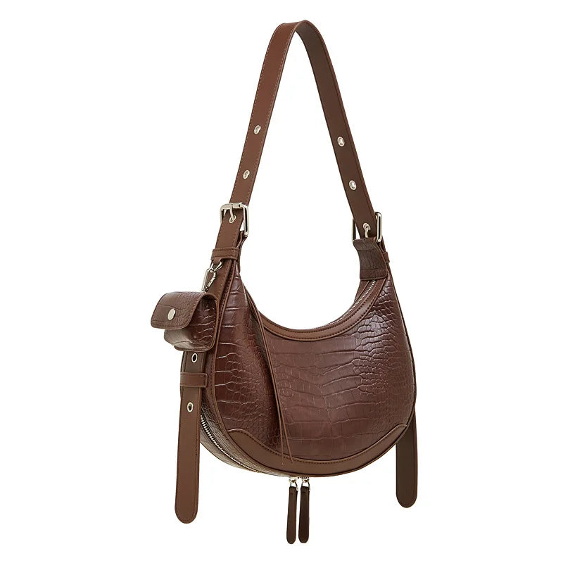 luxury vintage bag women genuine leather half moon bag Shoulder handbags high-end fashion Crossbody bag 2026 new model