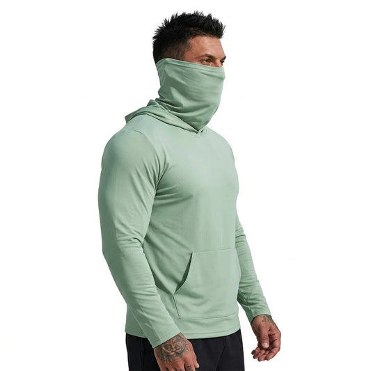 Mens UPF50+ Performance T-Shirt Hoodie Hiking Quick Dry Sweatshirts Sunscreen Fishing Wear Long Sleeve Sun Protection Tshirts