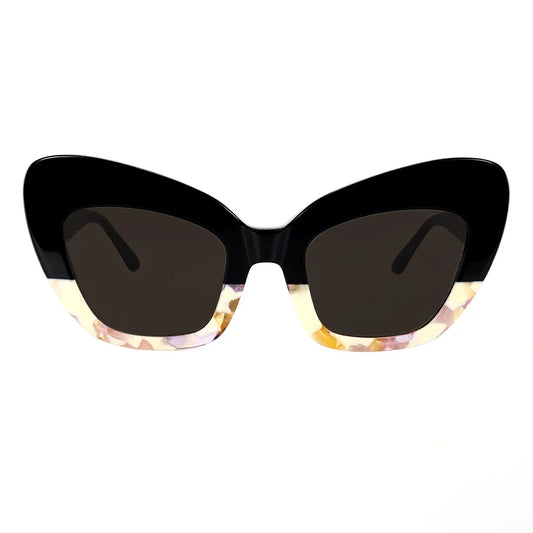 Trendy Retro Sunglasses Asymmetric Color Block Cat Frame UV400 for Women Men Polarized Daily Cool Style Modern Fasion