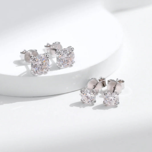 D Color 1CT Moissanite Stud Earrings 925 Sterling Silver Brilliant Round Cut Lab Created Diamond Jewelry For Women