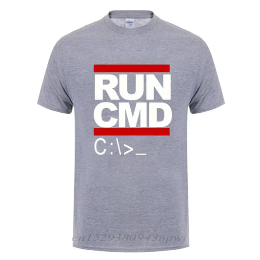 Run Cmd Computer Programmer Tshirts Funny Birthday Gift For Man Boyfriend Husband Summer 2023 Short Sleeve Cotton T-Shirt