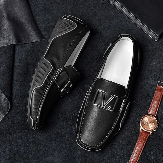 High Quality Men's Casual Leather Shoes Cowhide Loafers Soft Luxury Pea Shoes Color Genuine Leather Men's Flats Driving Shoes