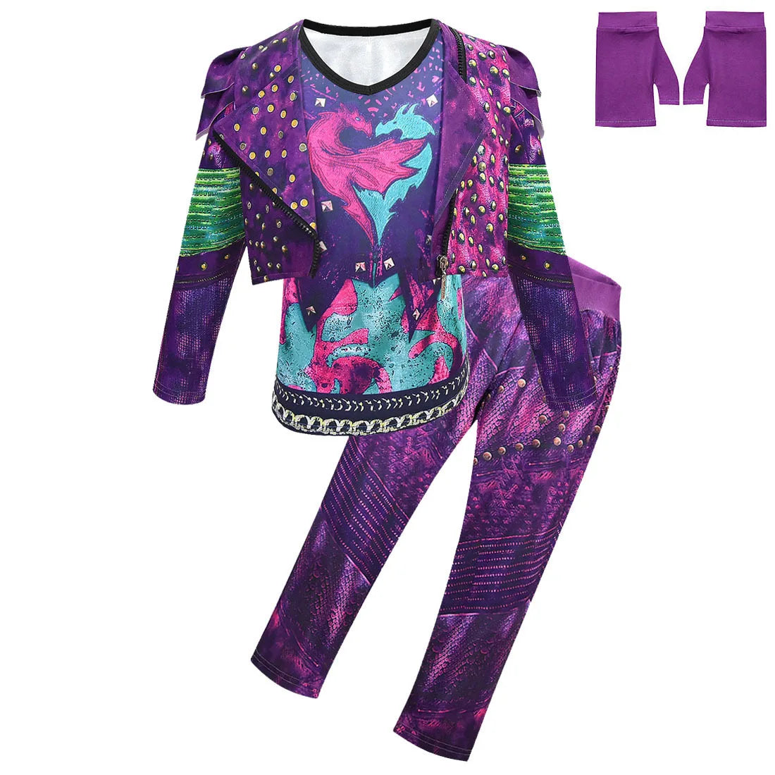 Girls Evie Mal Cosplay Costume D-Descendants 3 Kids Christmas Halloween Clothing Uniform + Wig Sets Children Party Birthday Gift