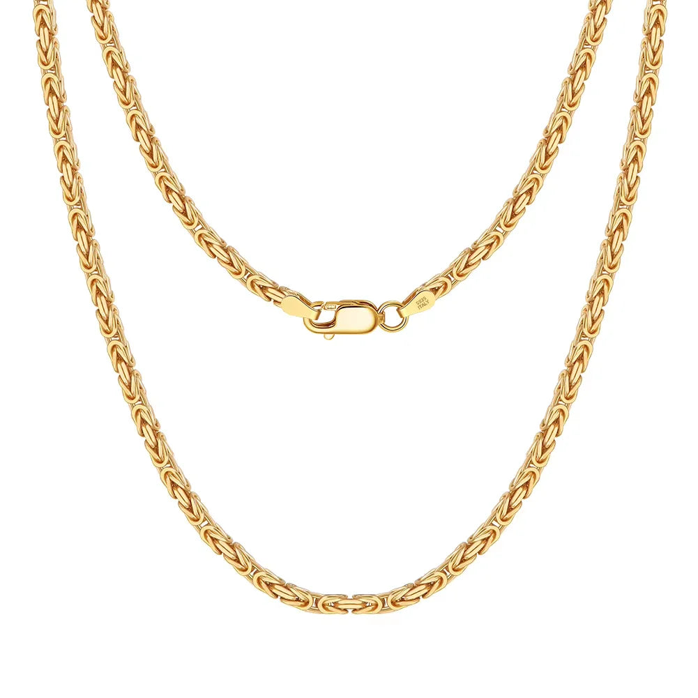 100% 925 Sterling Silver 2.5mm Flat Byzantine Link Chain Necklace for Women Italian Dainty Silver Jewelry SC79